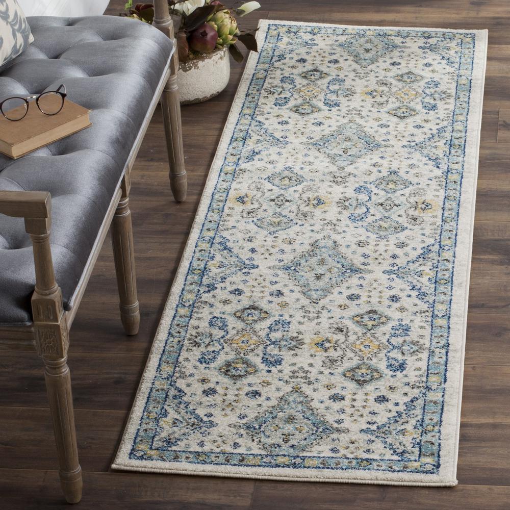 EVOKE, IVORY / LIGHT BLUE, 2'-2" X 7', Area Rug, EVK224C-27