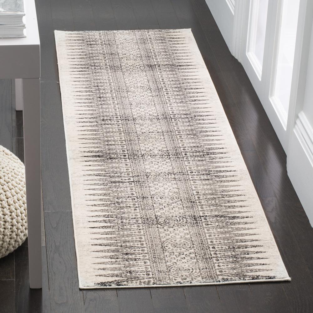 EVOKE, IVORY / GREY, 2'-2" X 9', Area Rug, EVK226D-29