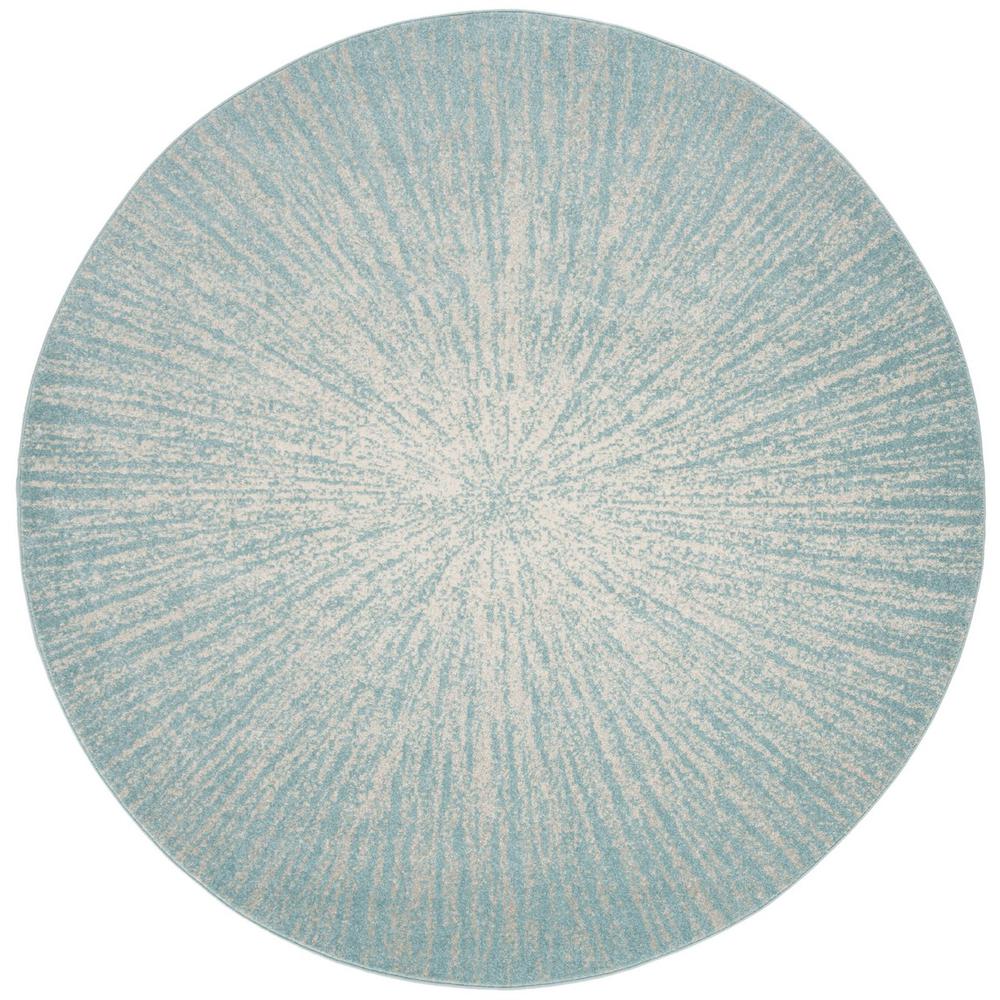 EVOKE, AQUA / IVORY, 5'-1" X 5'-1" Round, Area Rug