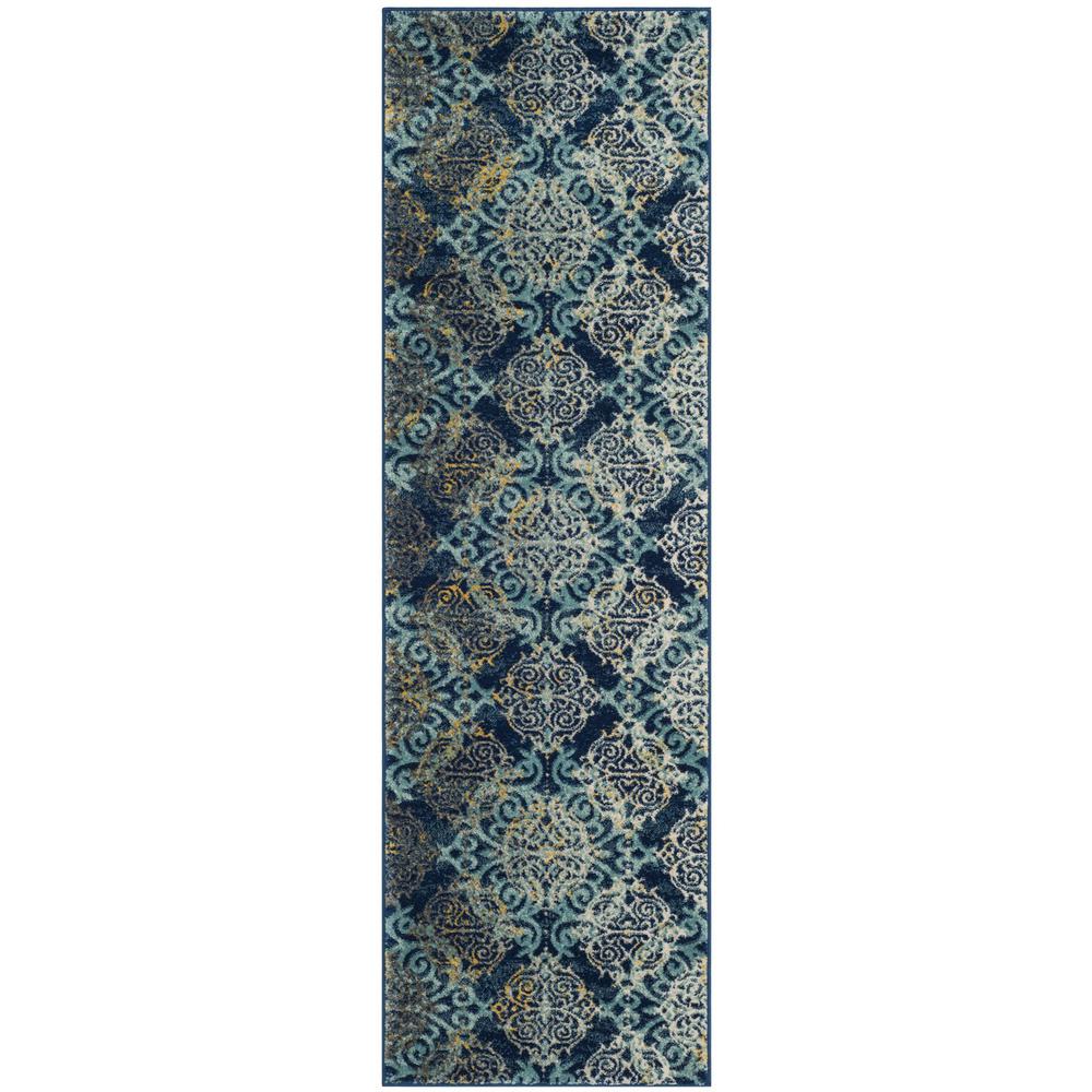 EVOKE, ROYAL / LIGHT BLUE, 2'-2" X 9', Area Rug