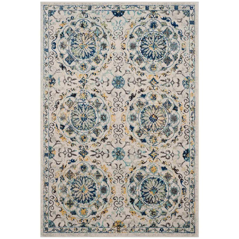 EVOKE, IVORY / BLUE, 4' X 6', Area Rug, EVK252C-4