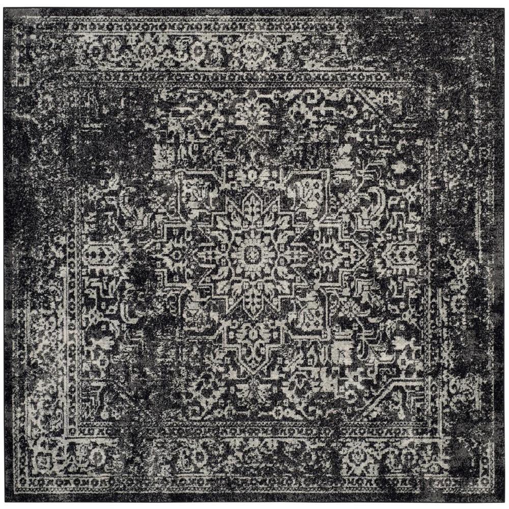 EVOKE, BLACK / GREY, 6'-7" X 6'-7" Square, Area Rug