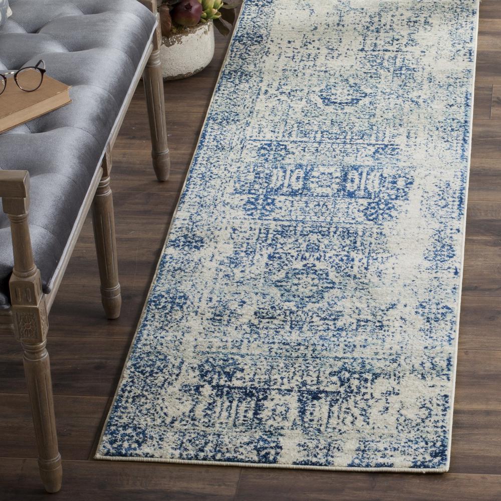 EVOKE, IVORY / BLUE, 2'-2" X 13', Area Rug, EVK260C-213