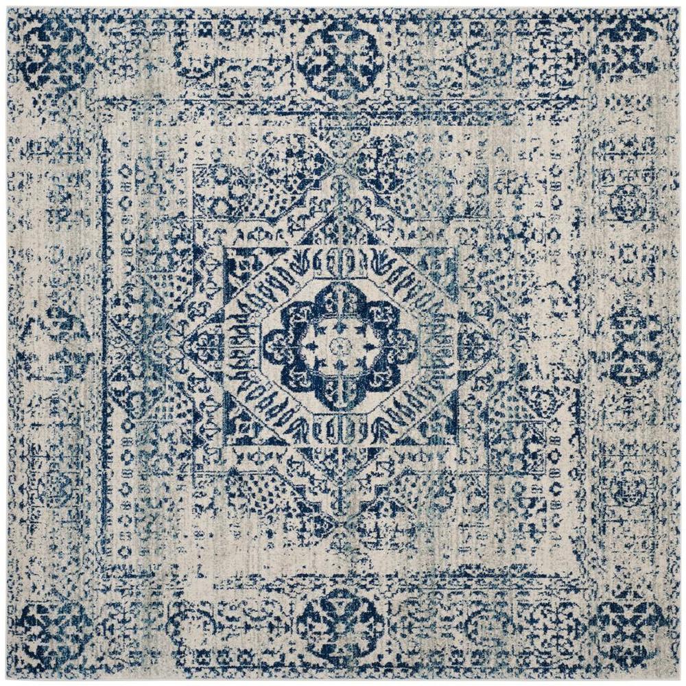 EVOKE, IVORY / BLUE, 6'-7" X 6'-7" Square, Area Rug, EVK260C-7SQ