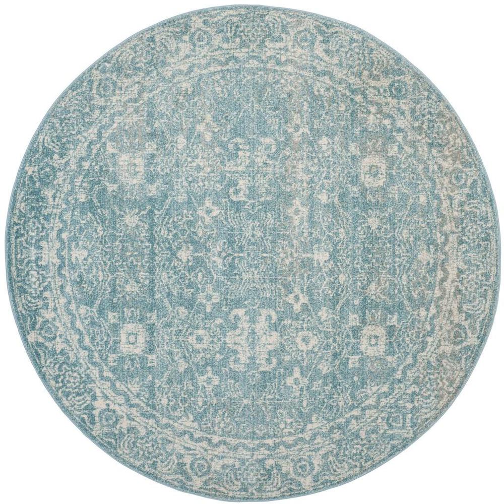EVOKE, LIGHT BLUE / IVORY, 5'-1" X 5'-1" Round, Area Rug, EVK270D-5R