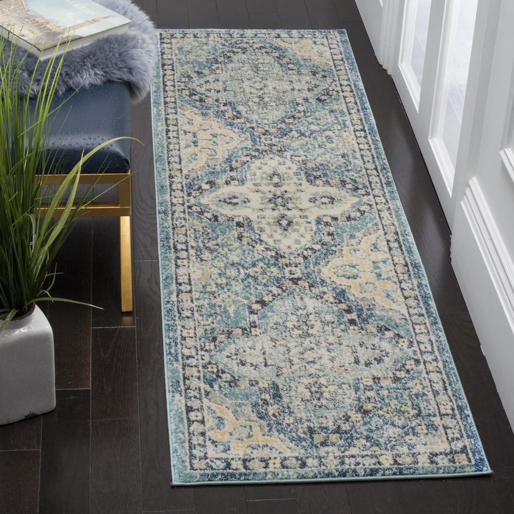 EVOKE, LIGHT BLUE / IVORY, 2'-2" X 9', Area Rug, EVK274C-29