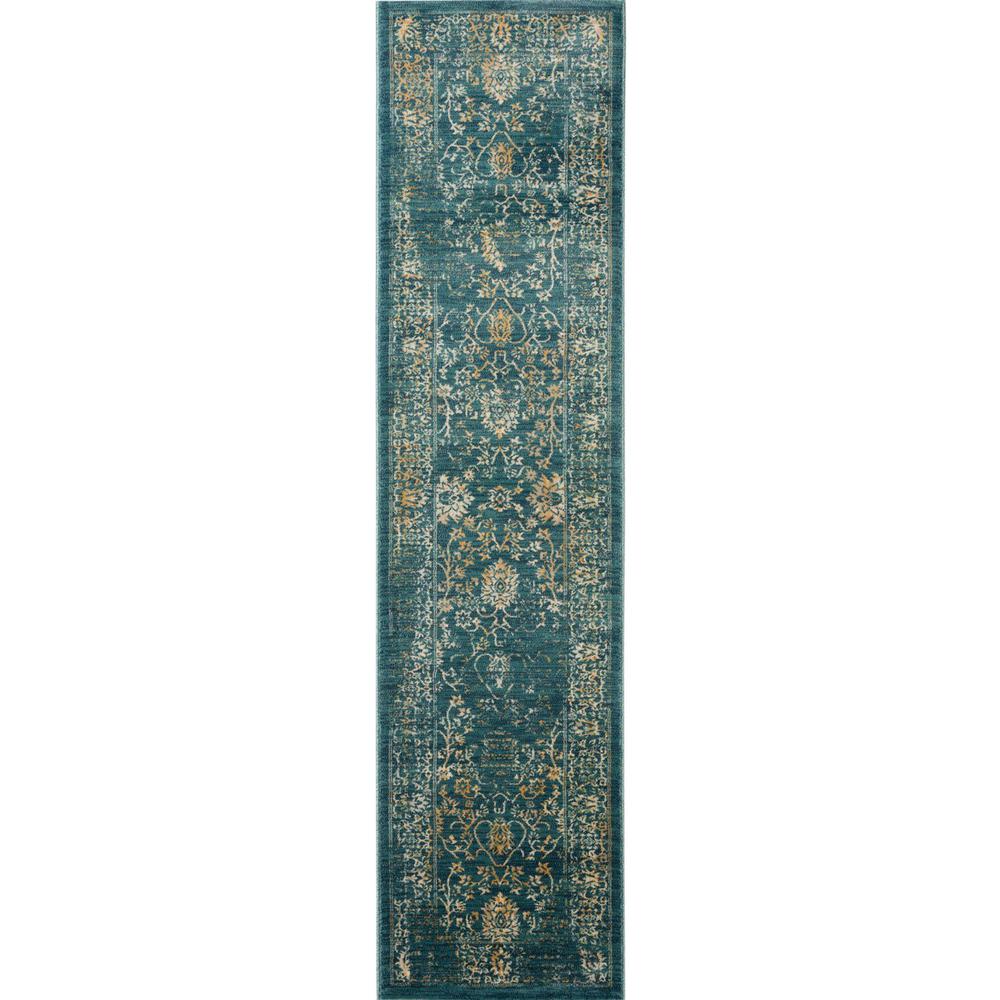 EVOKE, LIGHT BLUE / BEIGE, 2' X 12', Area Rug