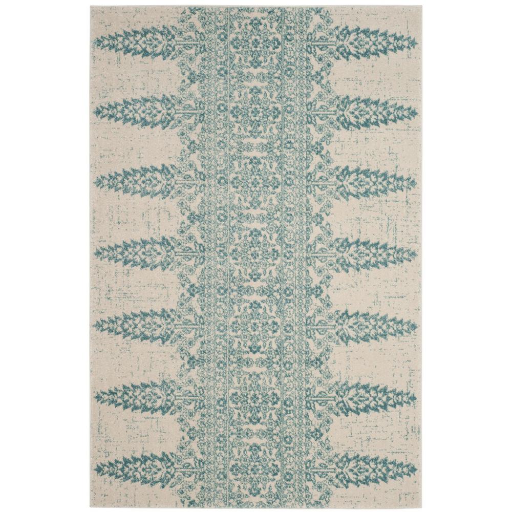 EVOKE, IVORY / TEAL, 4' X 6', Area Rug