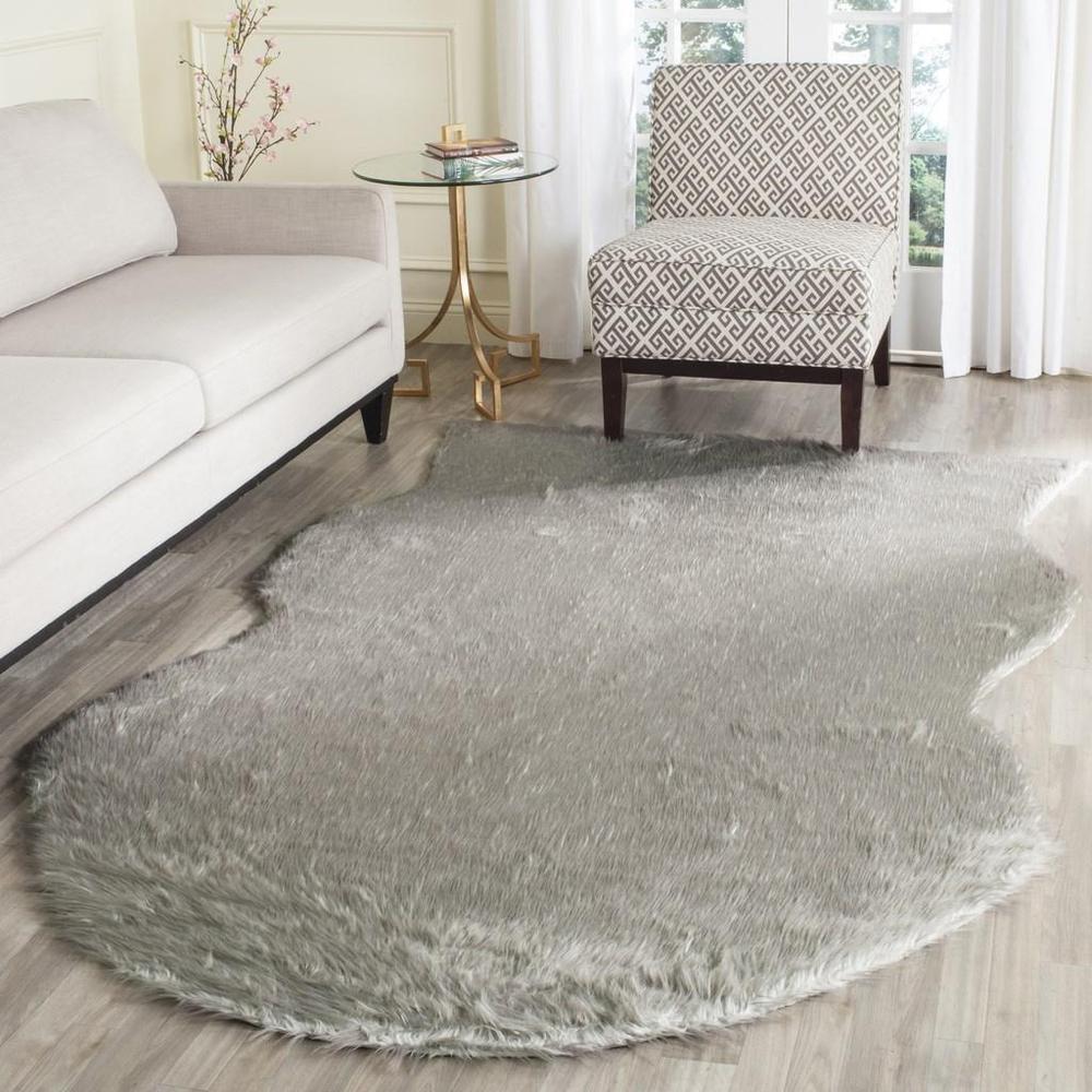 FAUX SHEEP SKIN, DARK GREY, 3' X 5', Area Rug