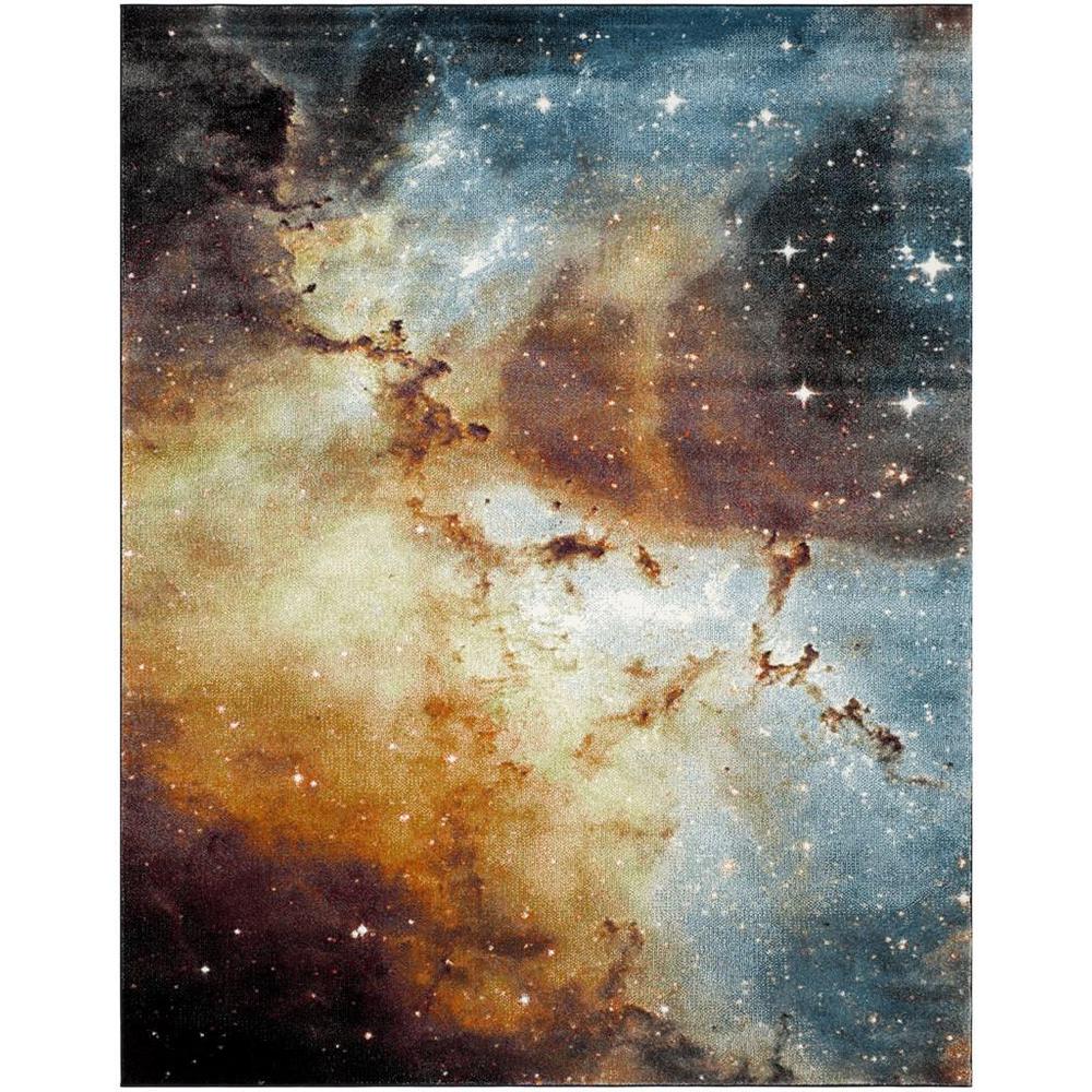 GALAXY, ORANGE / MULTI, 9' X 12', Area Rug