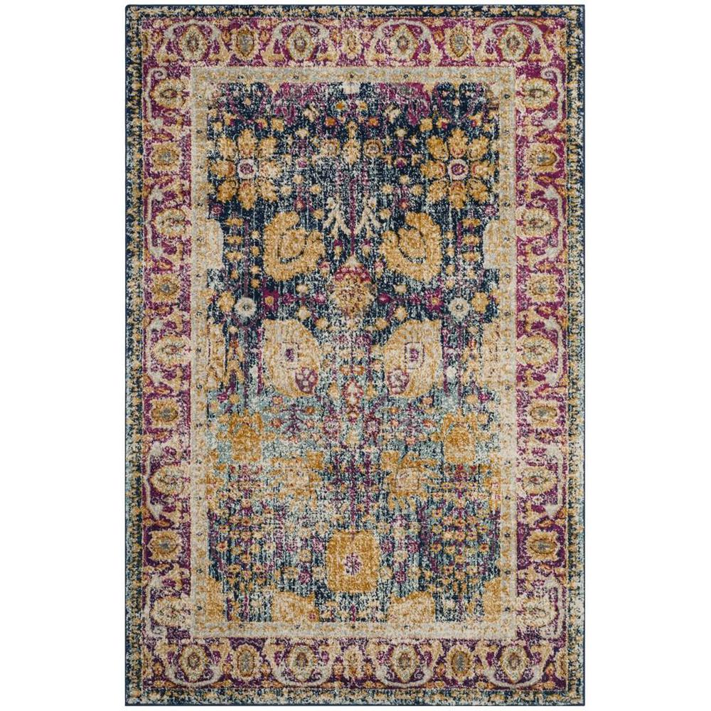 GRANADA, BLUE / FUCHSIA, 2'-2" X 7', Area Rug