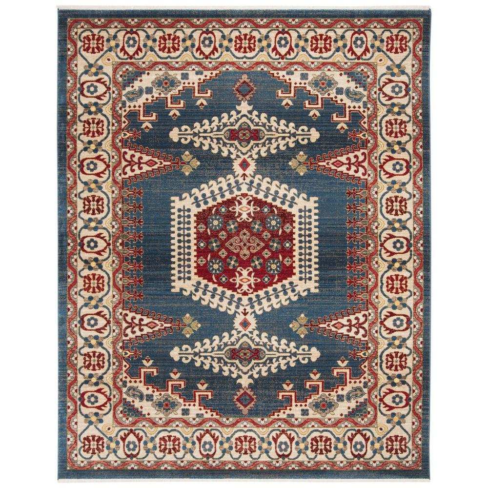 KASHAN, NAVY BLUE / IVORY, 9' X 12', Area Rug