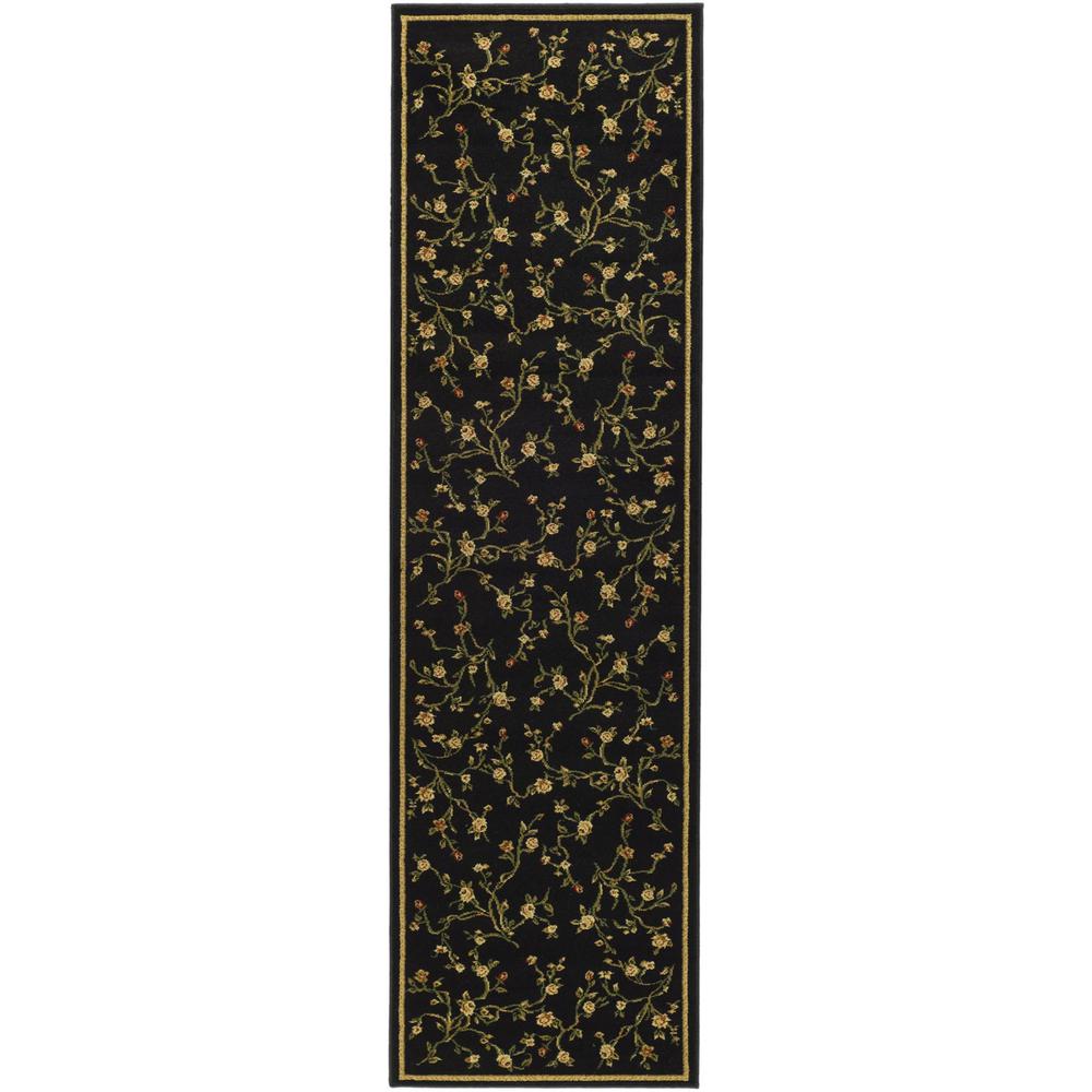 LYNDHURST, Black / Green, 2'-3" X 8', Area Rug