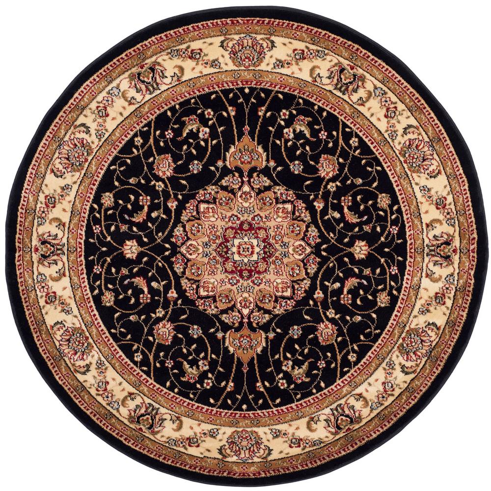 LYNDHURST, BLACK / IVORY, 5'-3" X 5'-3" Round, Area Rug, LNH329A-5R