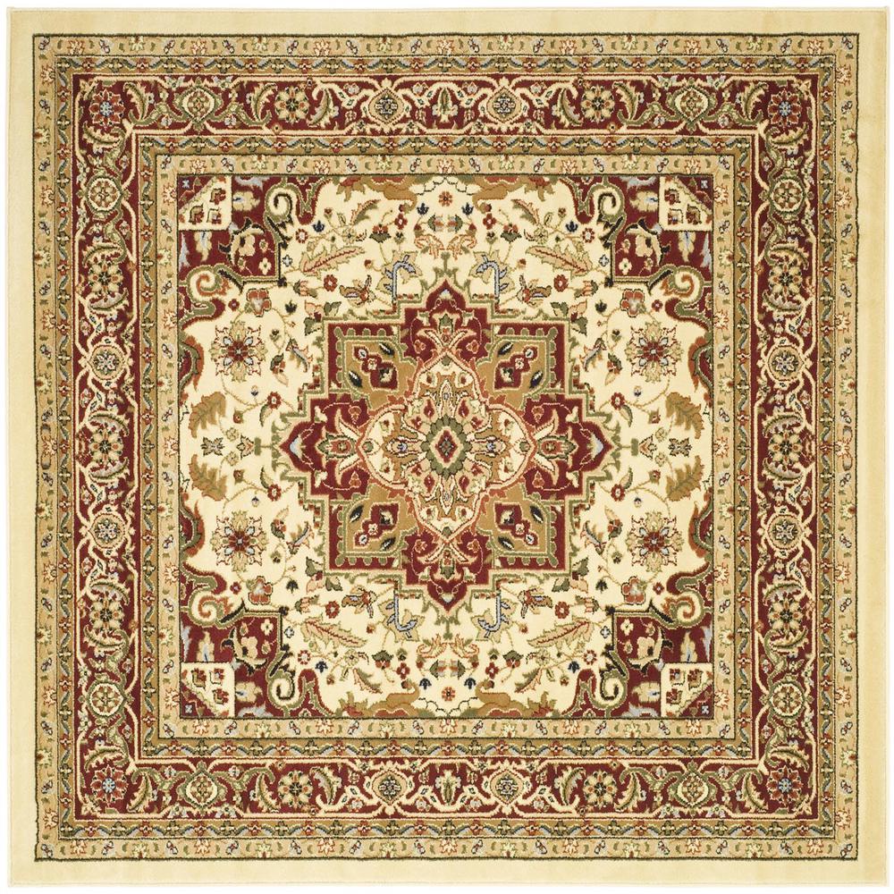LYNDHURST, IVORY / RED, 5'-3" X 5'-3" Square, Area Rug