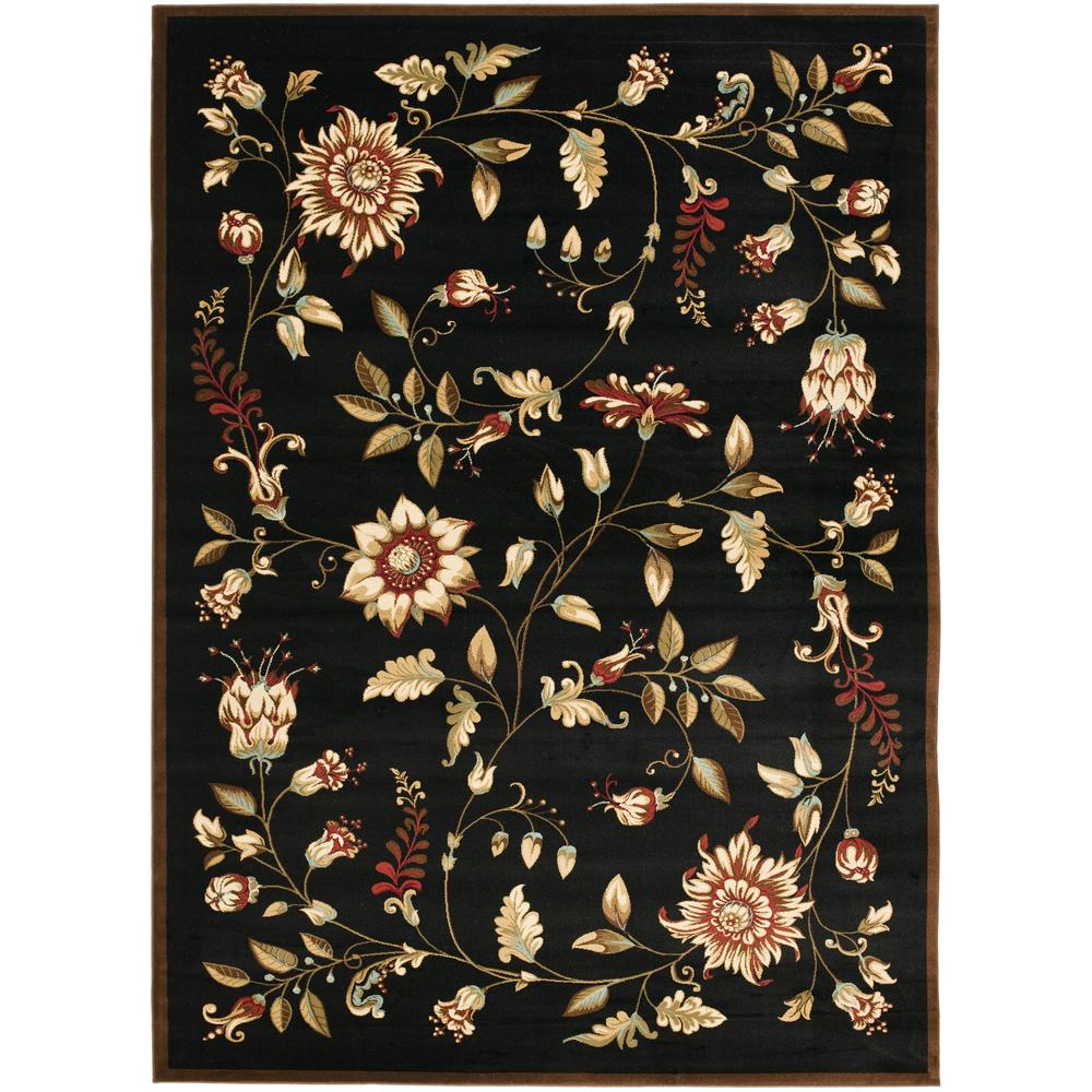 LYNDHURST, BLACK / MULTI, 6'-7" X 9'-6", Area Rug