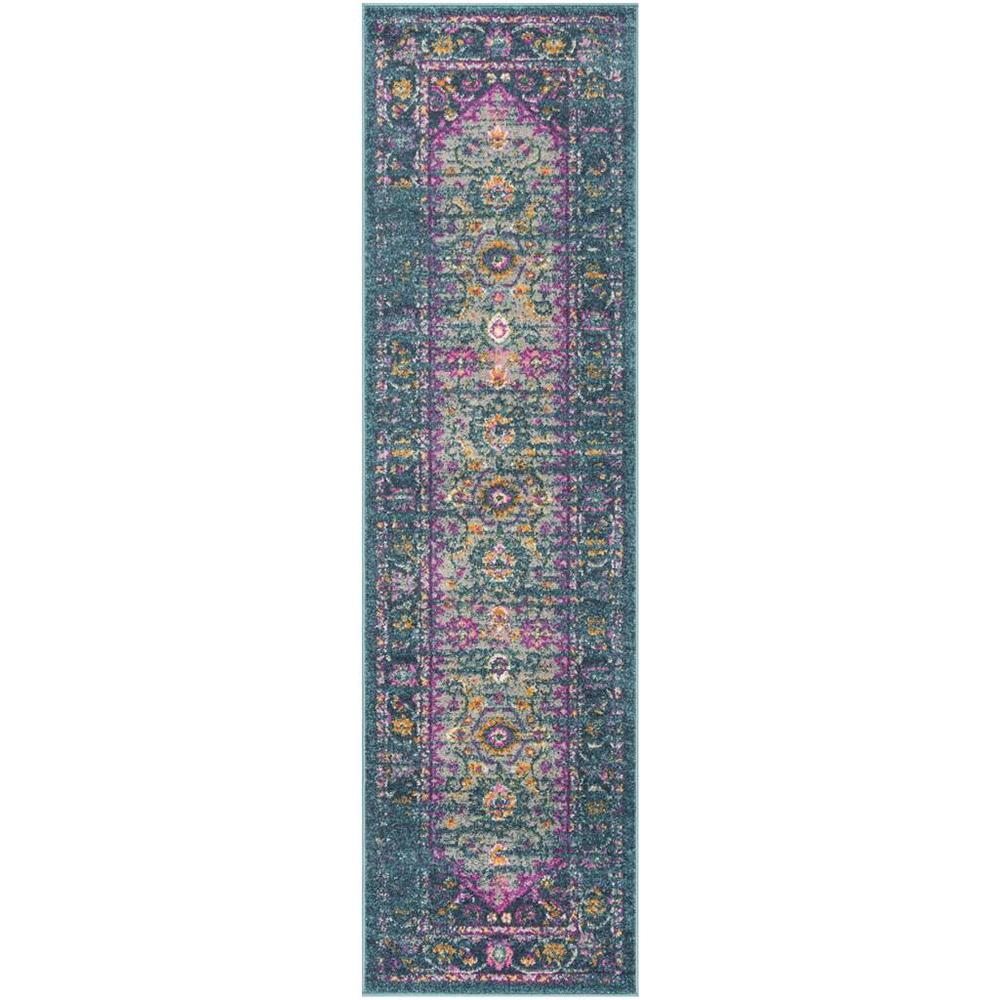 MADISON, BLUE / FUCHSIA, 2'-3" X 12', Area Rug, MAD122C-212