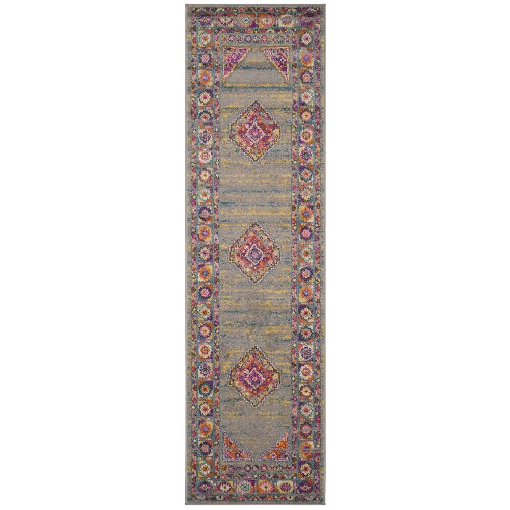 MADISON, LIGHT GREY / FUCHSIA, 2'-3" X 12', Area Rug, MAD133G-212