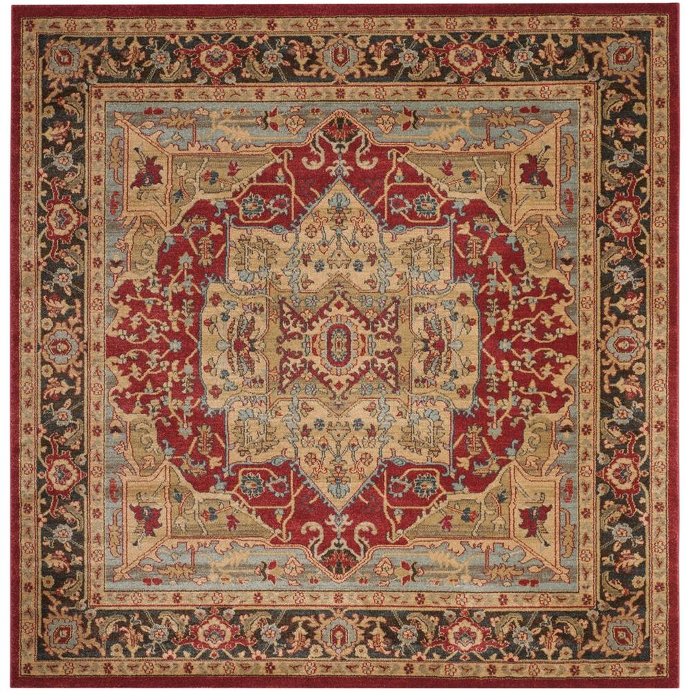 MAHAL, NATURAL / NAVY, 6'-7" X 6'-7" Square, Area Rug