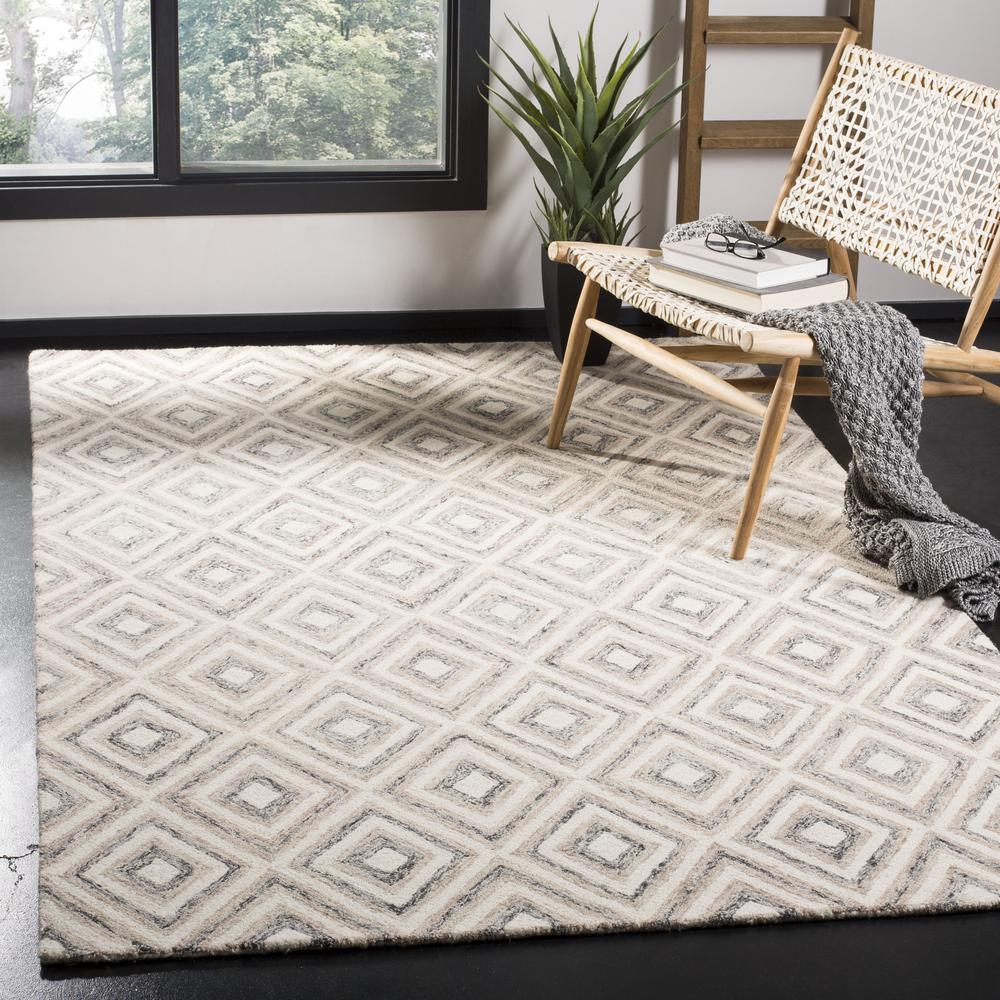 MICRO-LOOP, GREY / IVORY, 5' X 8', Area Rug, MLP906F-5