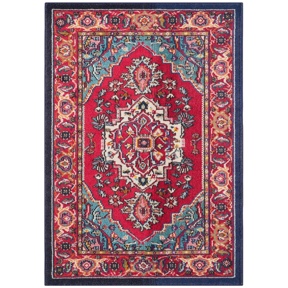 MONACO, RED / TURQUOISE, 4' X 5'-7", Area Rug