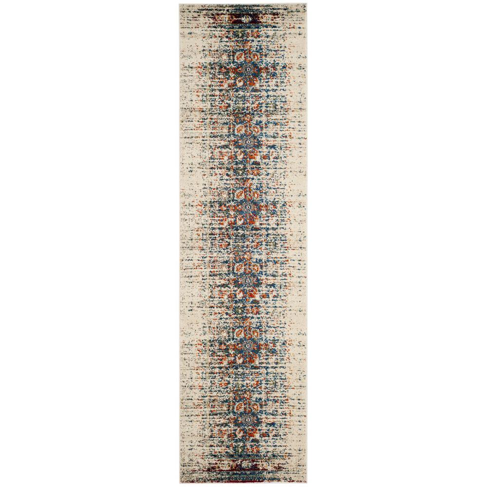 MONACO, IVORY / BLUE, 2'-2" X 12', Area Rug
