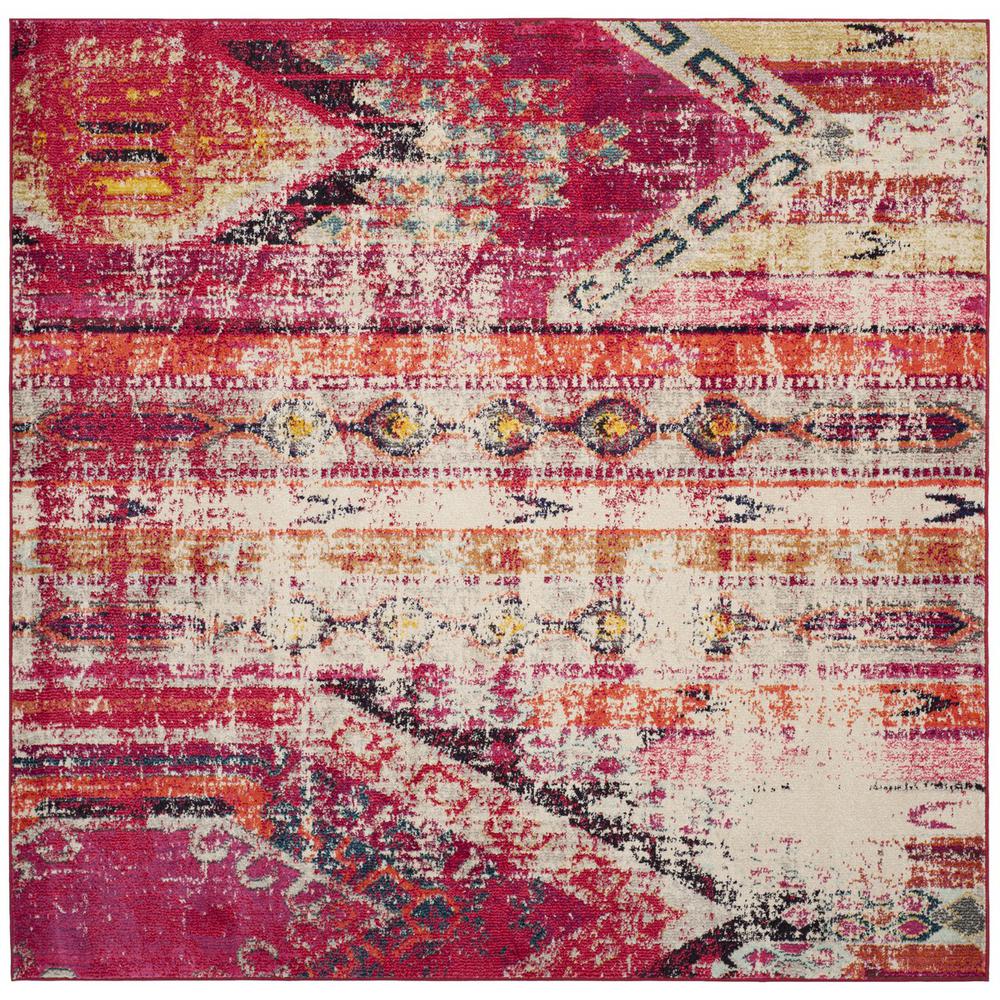 MONACO, MAGENTA / MULTI, 6'-7" X 6'-7" Square, Area Rug