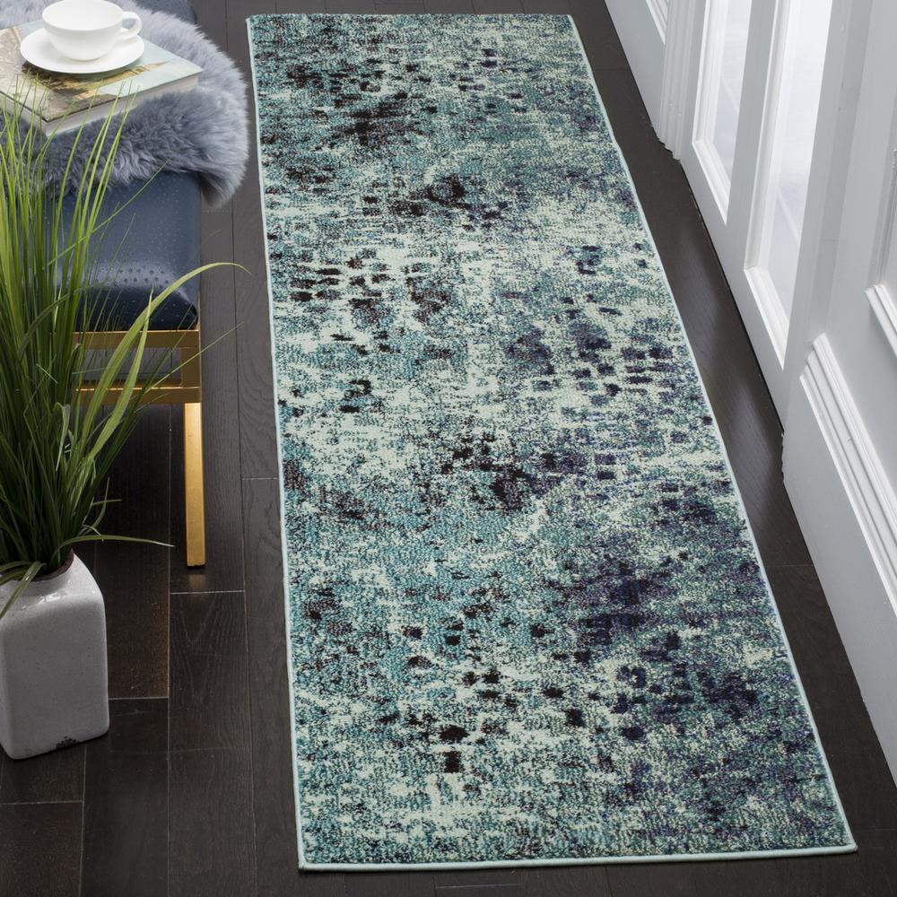 MONACO, LIGHT BLUE / MULTI, 2'-2" X 12', Area Rug
