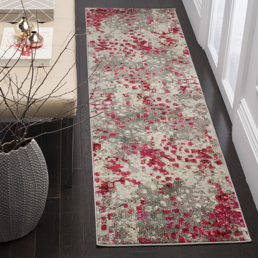 MONACO, GREY / FUCHSIA, 2'-2" X 12', Area Rug