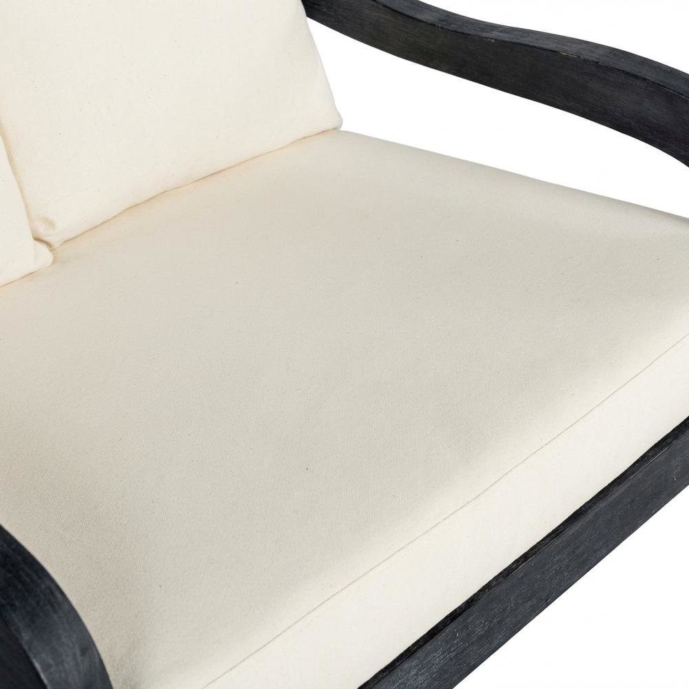 Relaxing Outdoor Lounge Chair, Dark Grey Acacia Wood, Silver Galvanized Steel