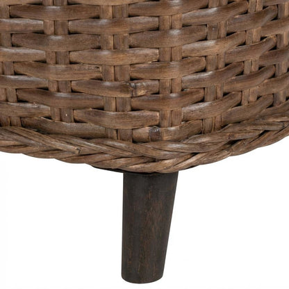 Outdoor Rattan Barrel Chair With White Polyester Cotton Fabric And Foam Cushion