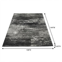 Silver and Black Area Rug with Power Loomed Polypropylene Pile for Living Room