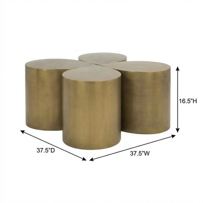 Retro Mid-Century Coffee Table, Metal Frame, Brass Accents