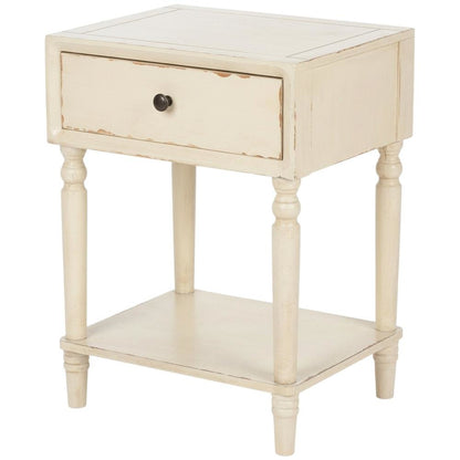 Wood nightstand with storage drawer and open shelf for bedroom decor