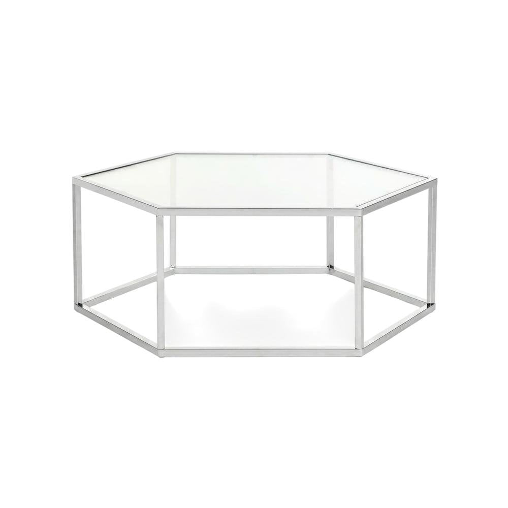 Chrome and Glass Coffee Table with Metal Frame and Modern Design