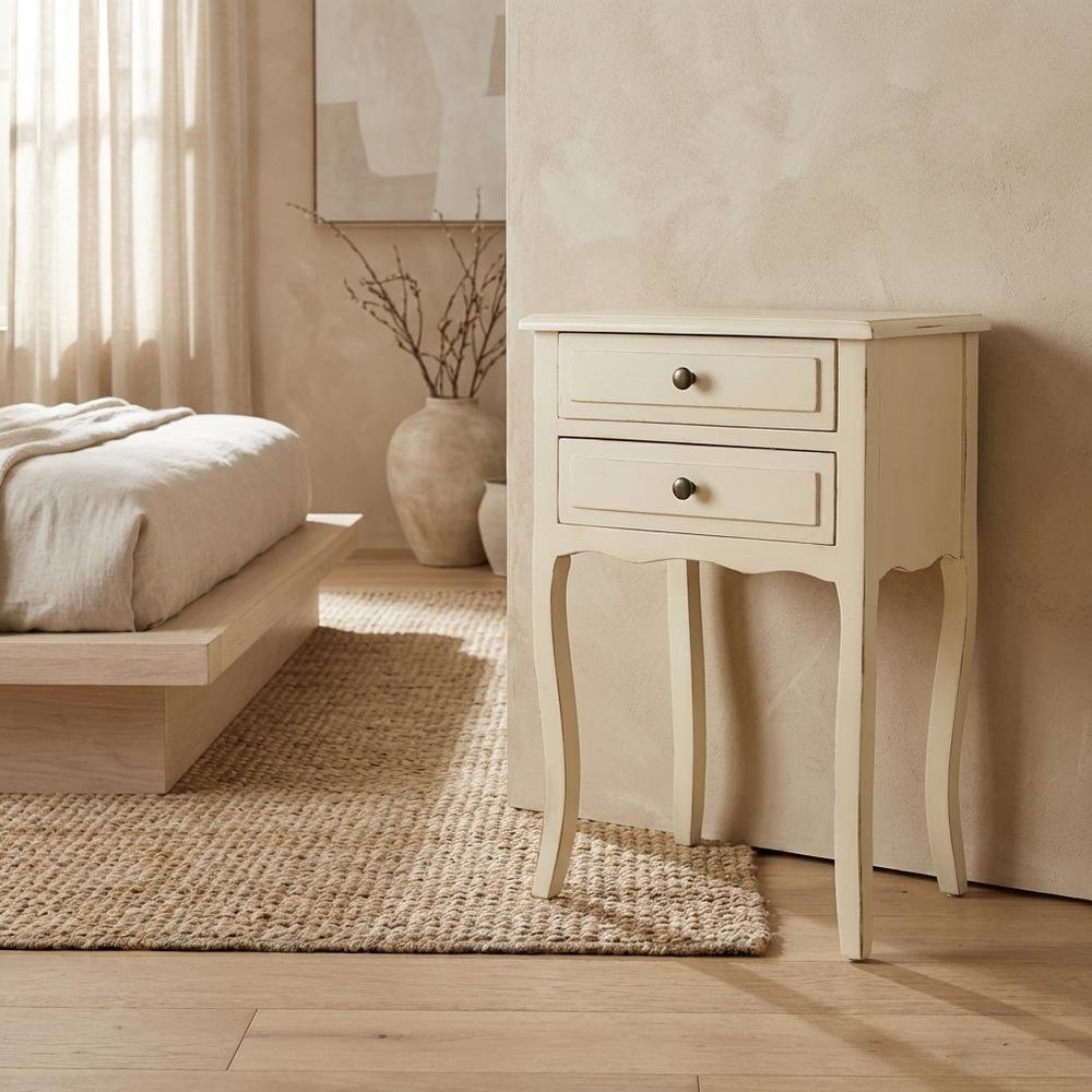 Wooden End Table with Storage Drawers for Living Room or Bedroom