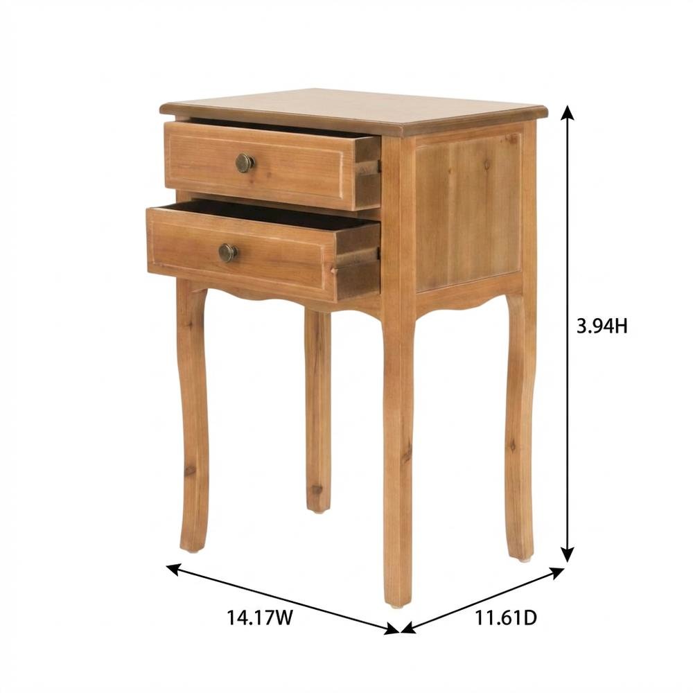 Modern End Table with Storage Drawers in Classic Finish
