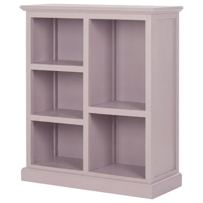 Gray Low Bookcase, Solid Wood Open Shelf Display Unit