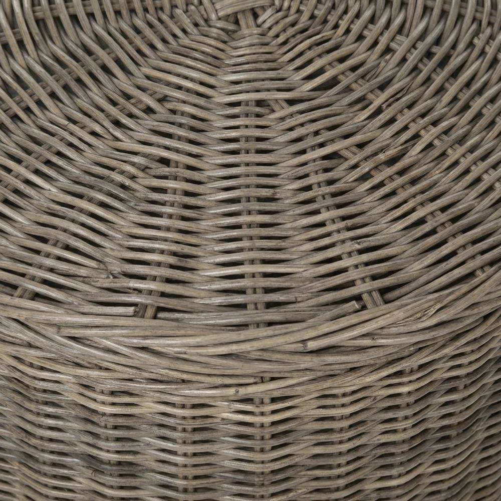 Grey Fabric and Rattan Coffee Table with Sturdy Frame