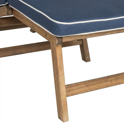 Outdoor Lounge Chair In Finished Acacia, Foam-Filled Seat, Galvanized Steel