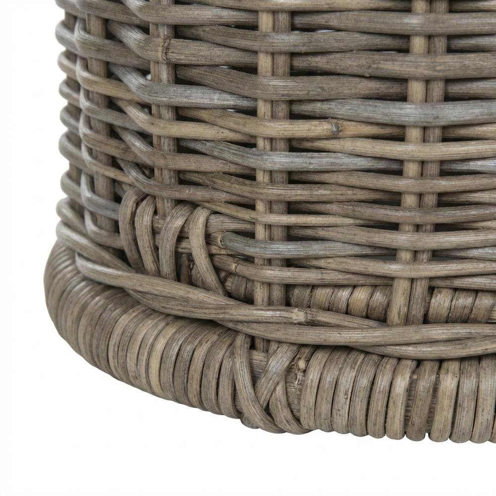 Grey Fabric and Rattan Coffee Table with Sturdy Frame