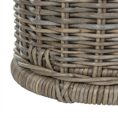 Grey Fabric and Rattan Coffee Table with Sturdy Frame