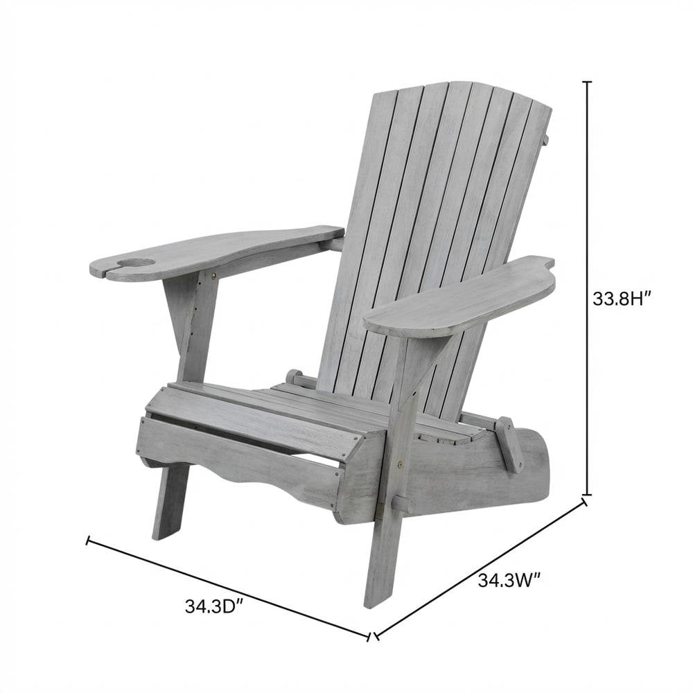 Set Of 2 Grey Wash Eucalyptus Adirondack Chairs For Outdoor Use