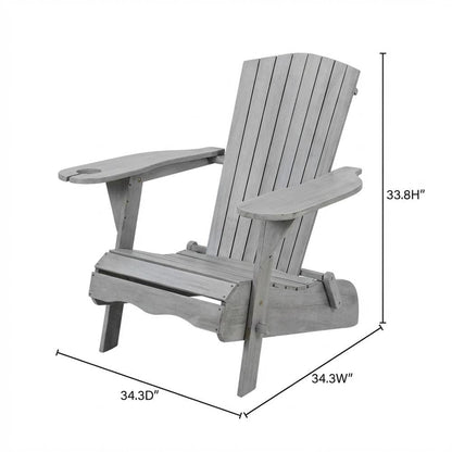 Set Of 2 Grey Wash Eucalyptus Adirondack Chairs For Outdoor Use
