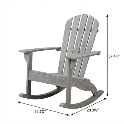 Grey Wash Eucalyptus Wood Rocking Chair With Galvanized Steel Frame