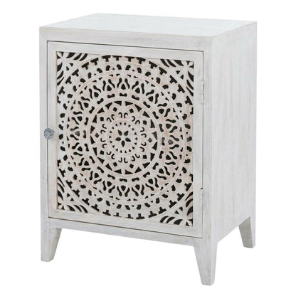 White Nightstand with 2 Shelves and MDF Wood Construction