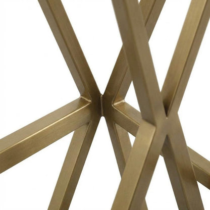 Glass Top Office Desk With Gold Metal Frame And 29.53-Inch Leg Height