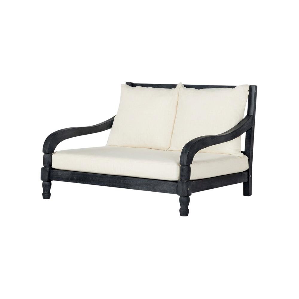 Relaxing Outdoor Lounge Chair, Dark Grey Acacia Wood, Silver Galvanized Steel