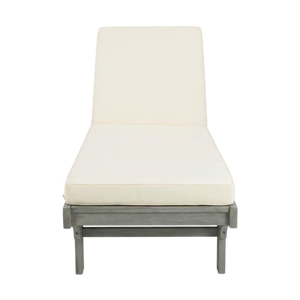 Modern Grey Outdoor Lounge Chair With Side Table And Foam Cushion