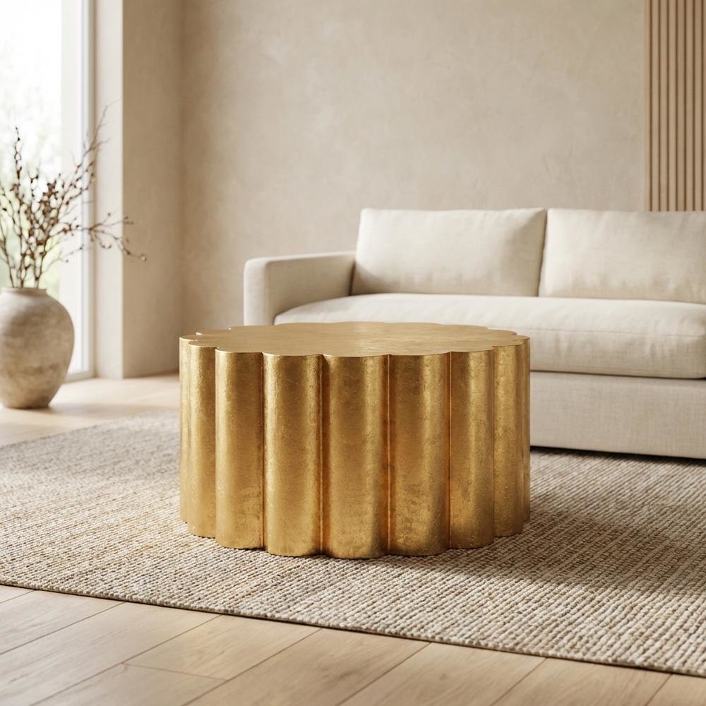 Gold Coffee Table with Iron Frame and Modern Design for Living Room